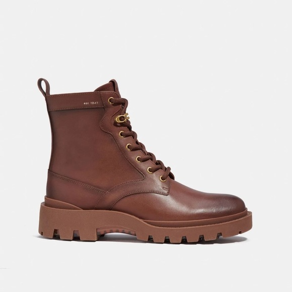 NEW Coach Men’s Citysole Leather Boots Brown Size 8 D - Picture 2 of 11